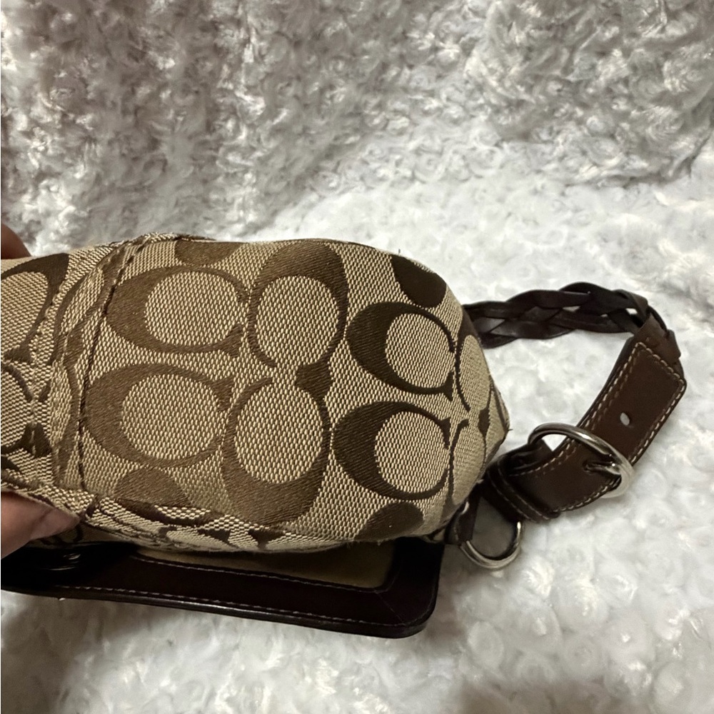 Vintage Coach Tan Brown signature turnlock braided leather strap Shoulder Bag - Picture 6 of 10